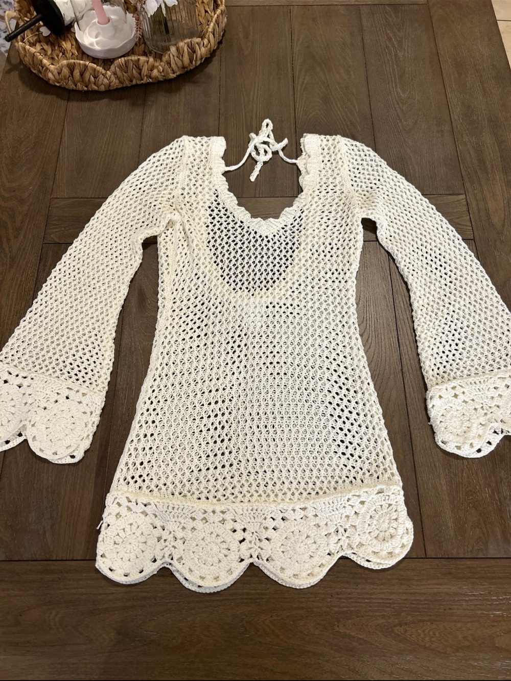 Altar'd State Ivory Crochet Swim Cover-Up